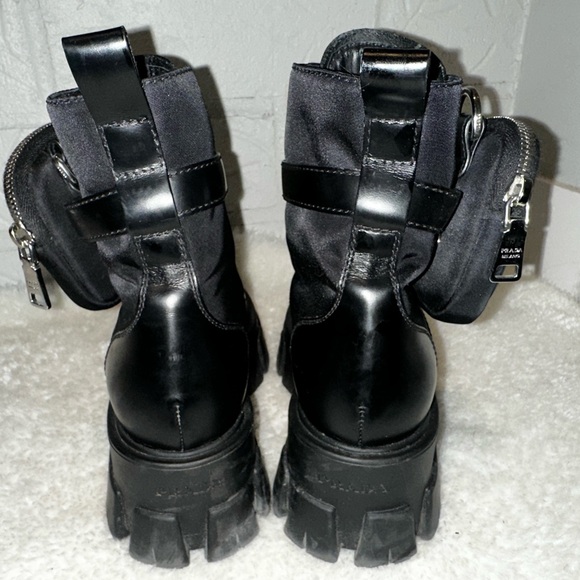 Prada Monolith Leather and Re- Nylon Combat Boots Size 37 - Picture 8 of 16